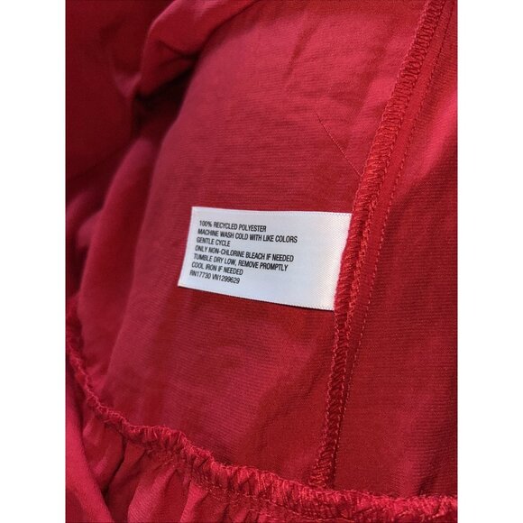 NWT Knox Rose Long Sleeve Satin Dress Large Keyhole-Neck Elastic Waist Red - Picture 10 of 10